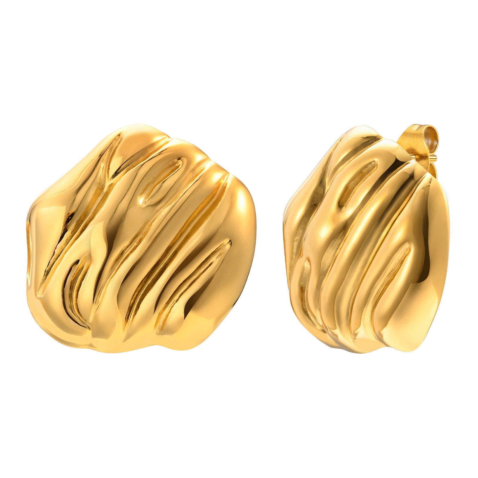 Gold Oval Earrings Retro Style - Image 7