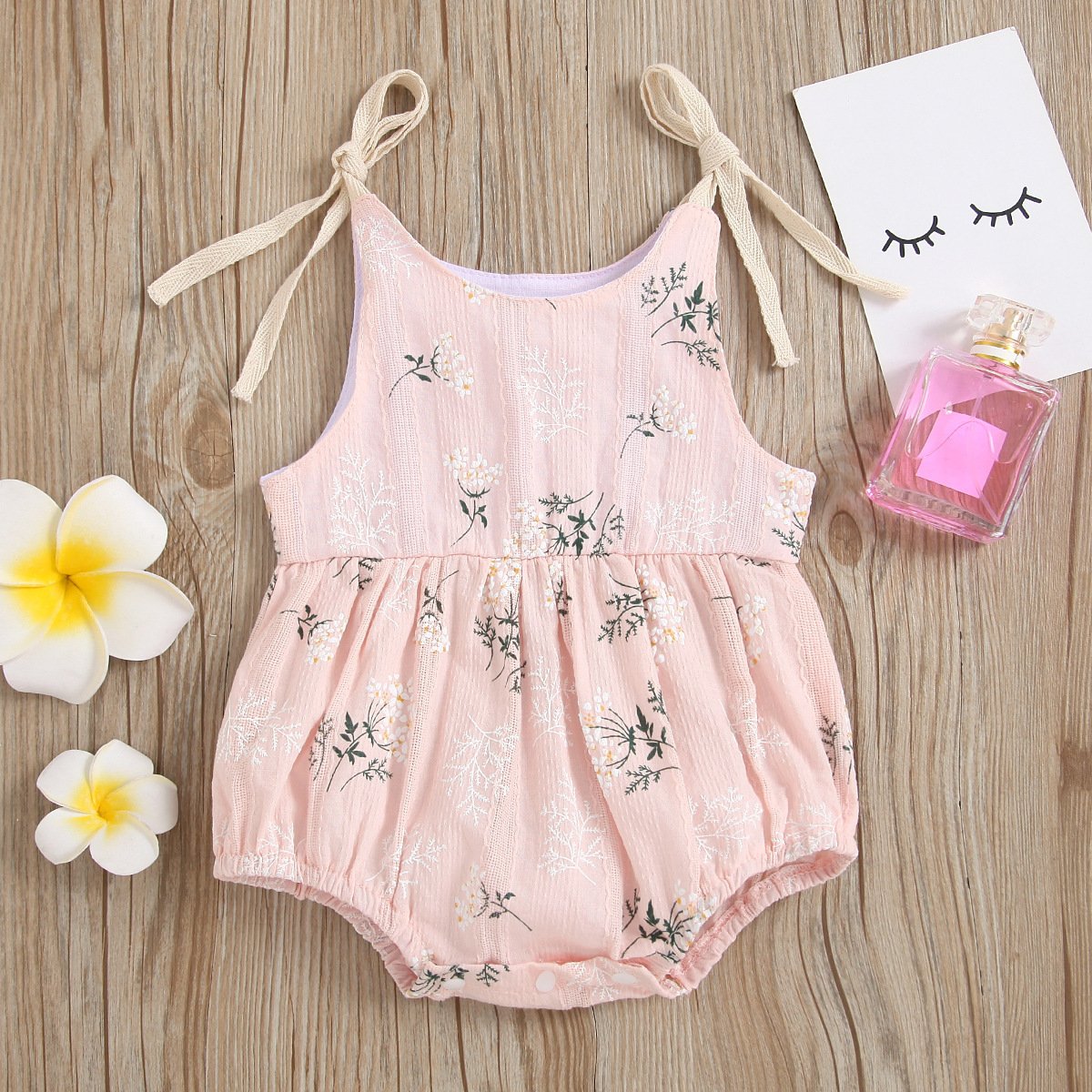 Infant Small Leaves Multi-color Printed Baby Girl Chilren Waistcoat Romper - Image 6