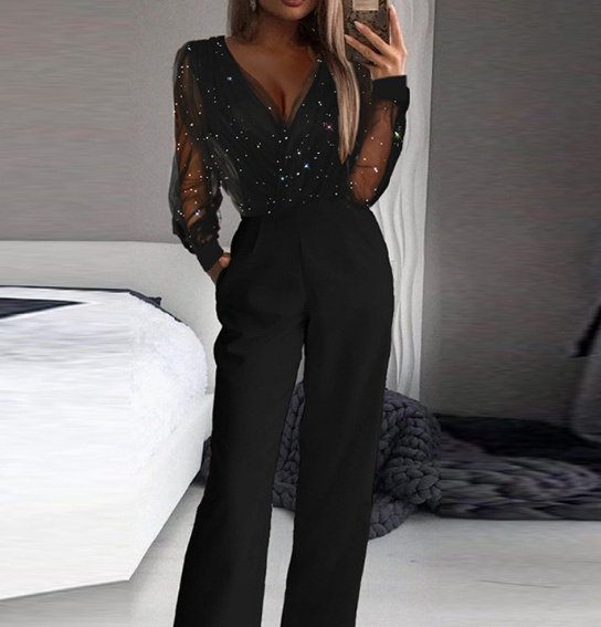 Dusting Powder Stitching High-end Elegant Jumpsuit Women's Clothing - Image 5