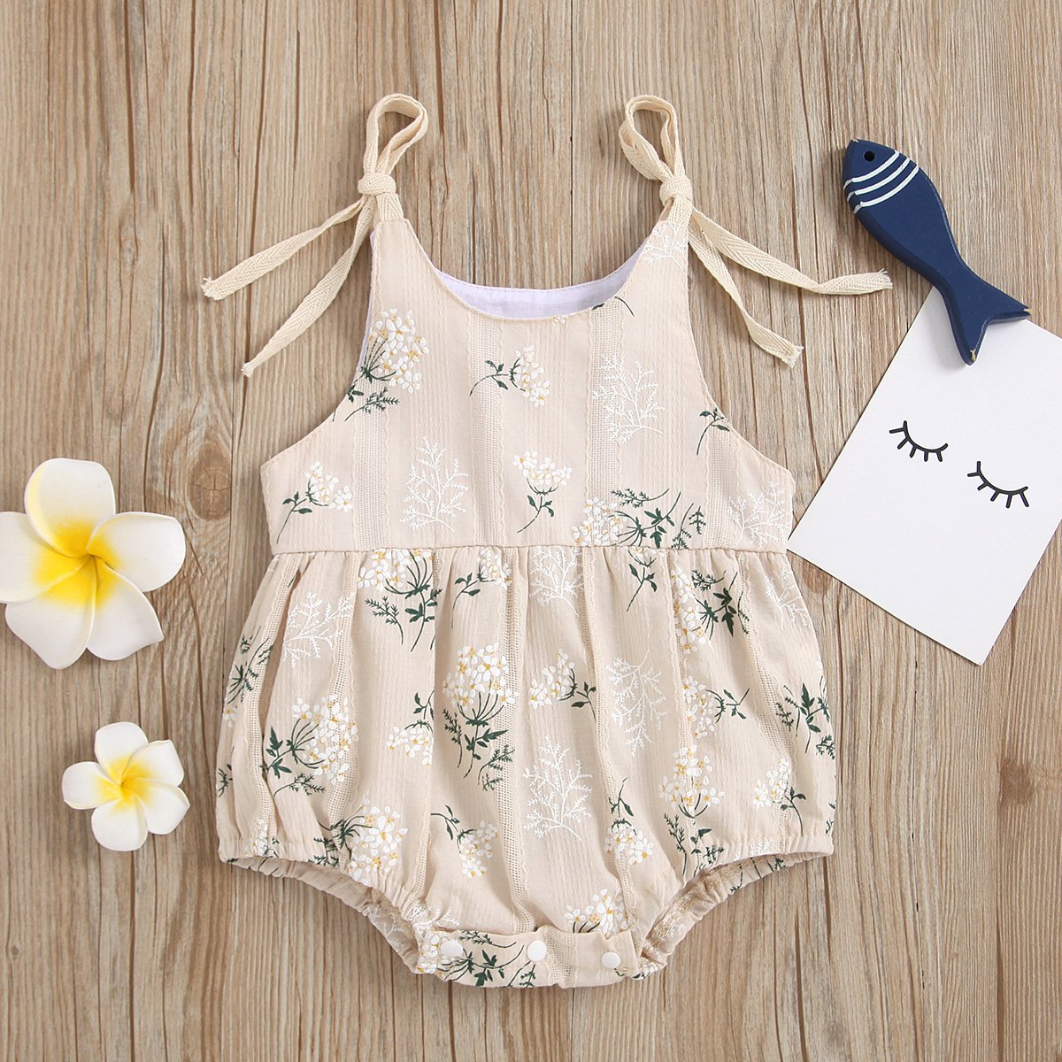 Infant Small Leaves Multi-color Printed Baby Girl Chilren Waistcoat Romper - Image 5