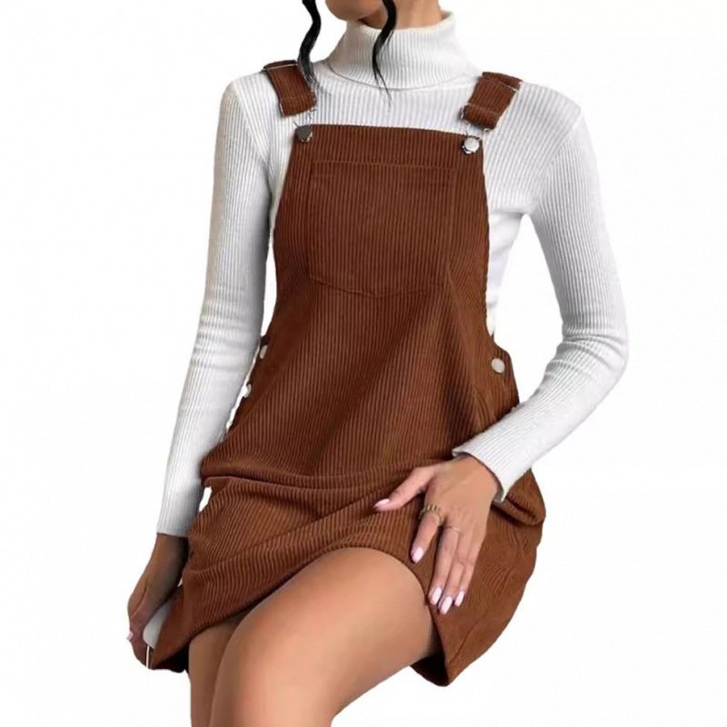 Spring Corduroy Loose Sleeveless Suspender Dress - Image 2