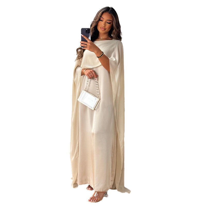 Round Neck Loose Big Hem Djellaba Chiffon Dress - Image 4