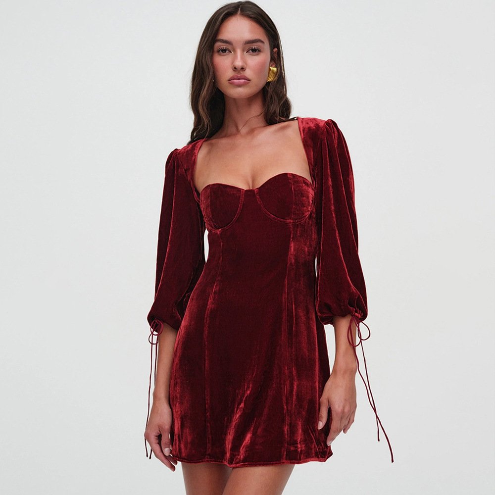 Women's Cuff With Strap Backless Dress - Image 3