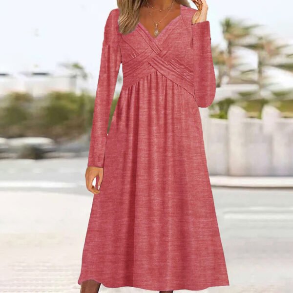 European And American Autumn And Winter New Long Sleeve Casual Loose Cross Dress Women - Image 5