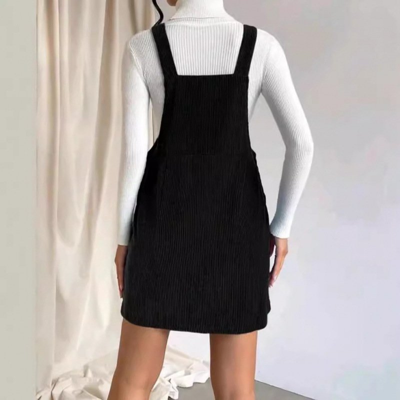 Spring Corduroy Loose Sleeveless Suspender Dress - Image 9