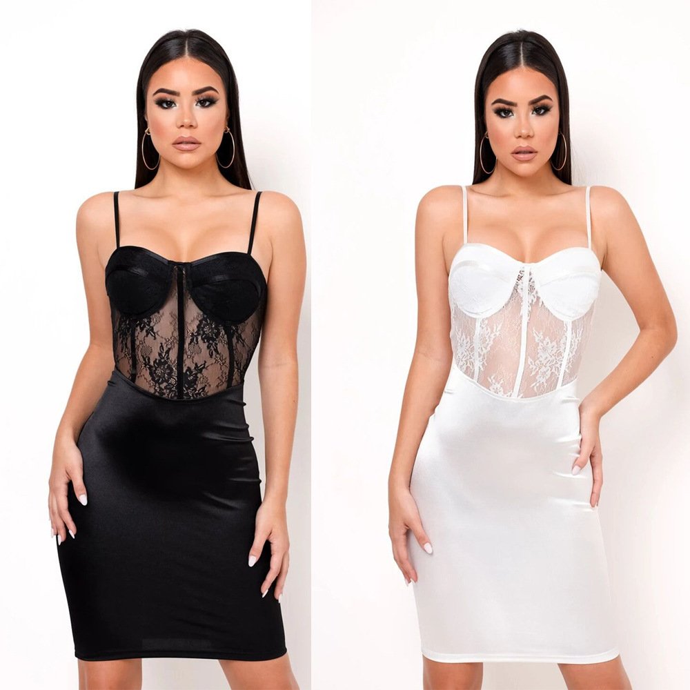 Hollow Perspective Wrapped Chest Strap Bag Hip Dress - Image 2