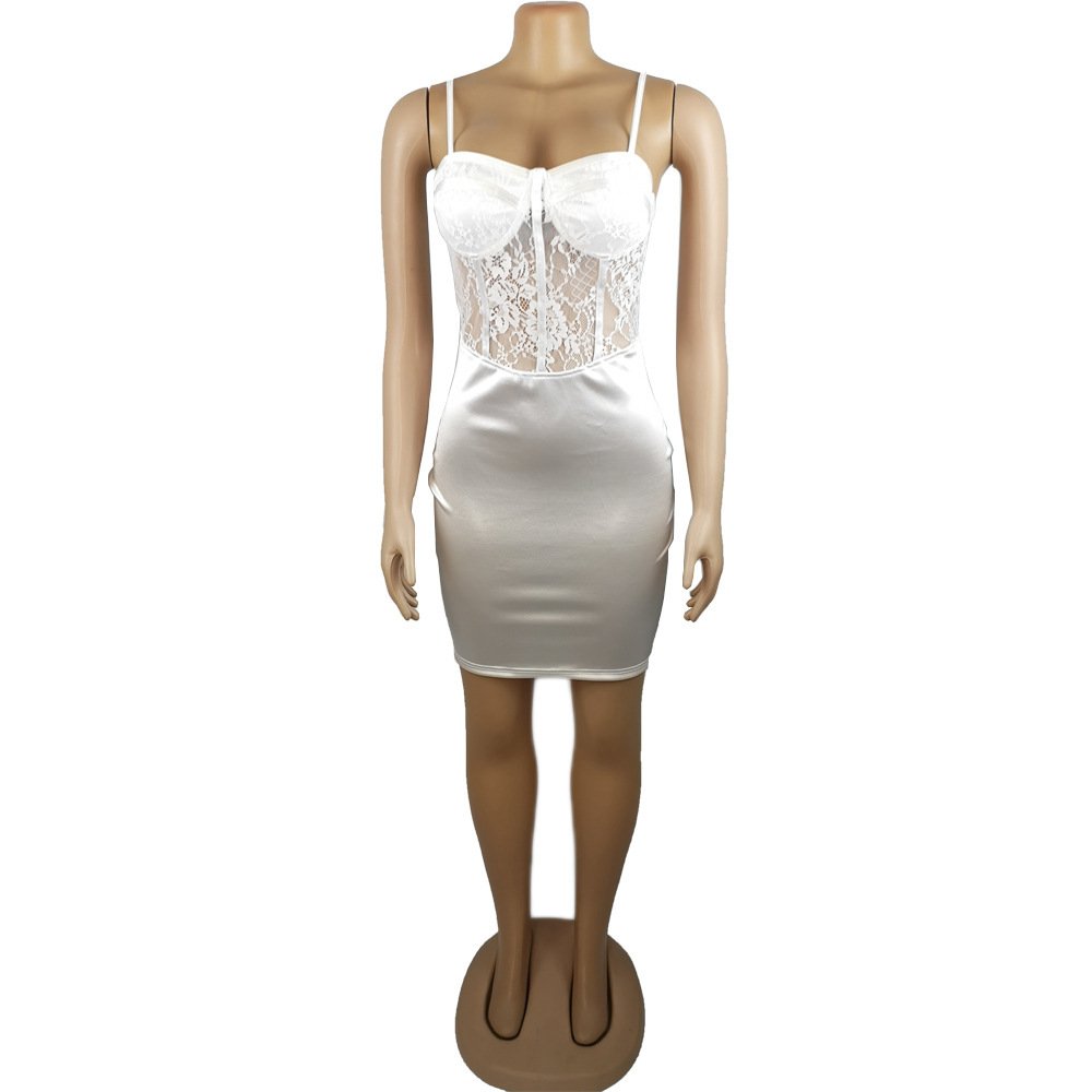 Hollow Perspective Wrapped Chest Strap Bag Hip Dress - Image 4