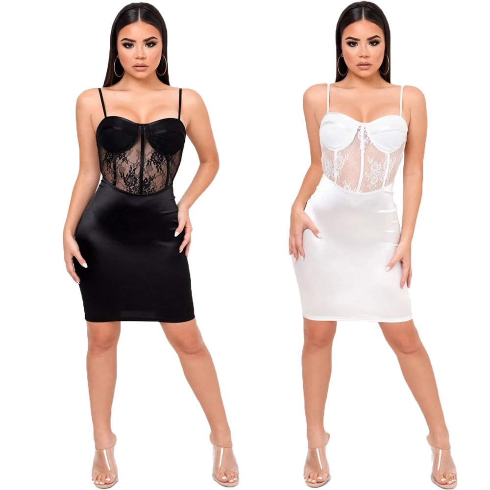 Hollow Perspective Wrapped Chest Strap Bag Hip Dress - Image 5