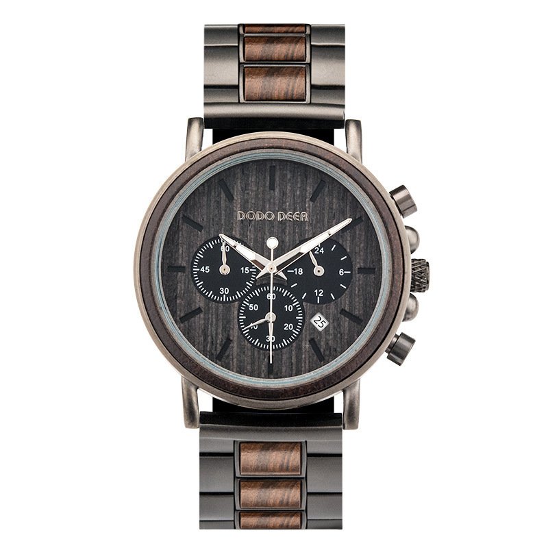 Luxury Wood Stainless Steel Men Watch Stylish Wooden - Image 3