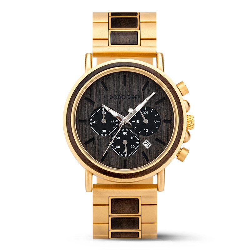 Luxury Wood Stainless Steel Men Watch Stylish Wooden - Image 5