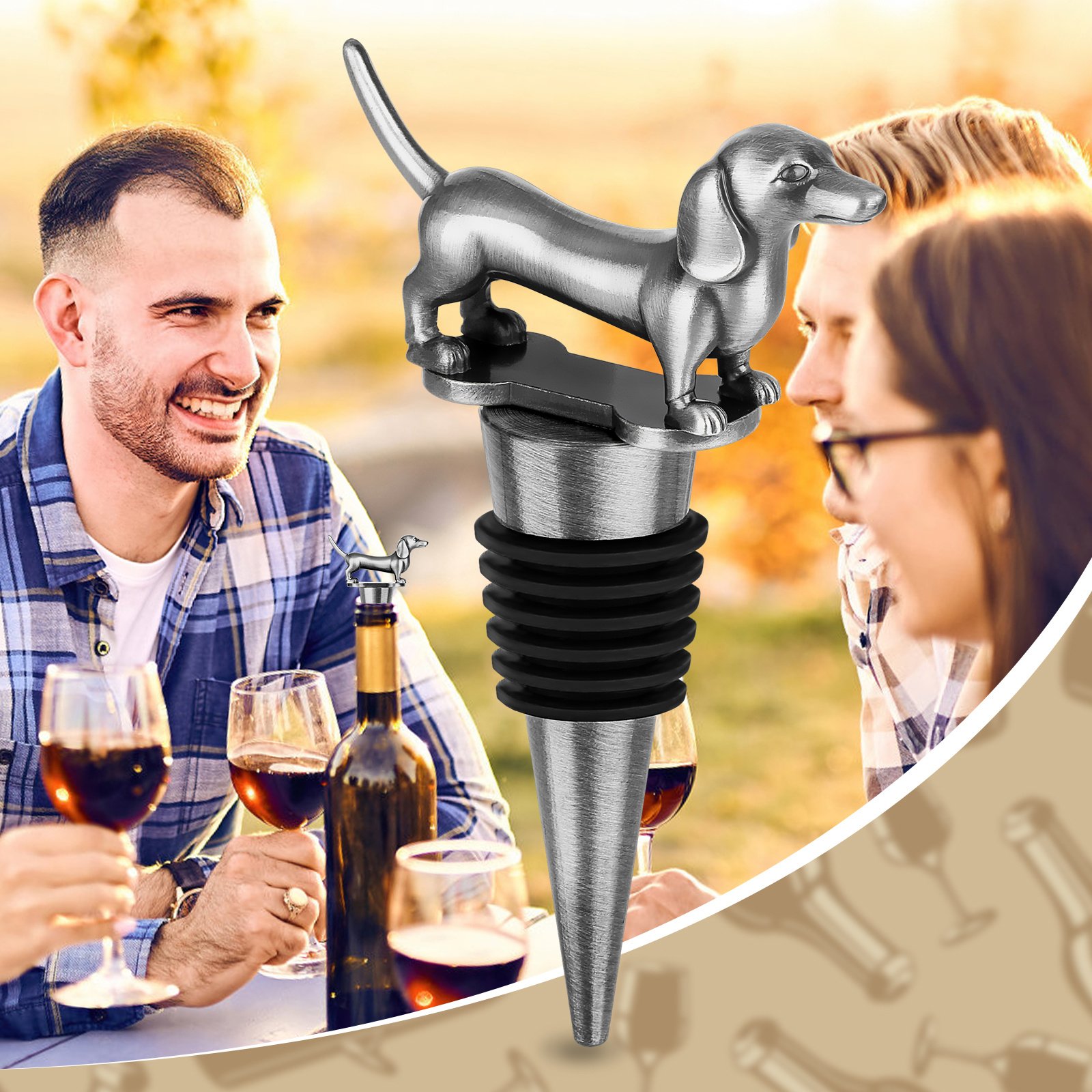 A Dachshund-shaped Red Wine Stopper, A Household Wine Champagne Stopper, An Interesting Dachshund Dog Wine Stopper, Suitable For Men And Women's Birthday Gifts, Halloween, Christmas, Father's Day, Mot - Image 5