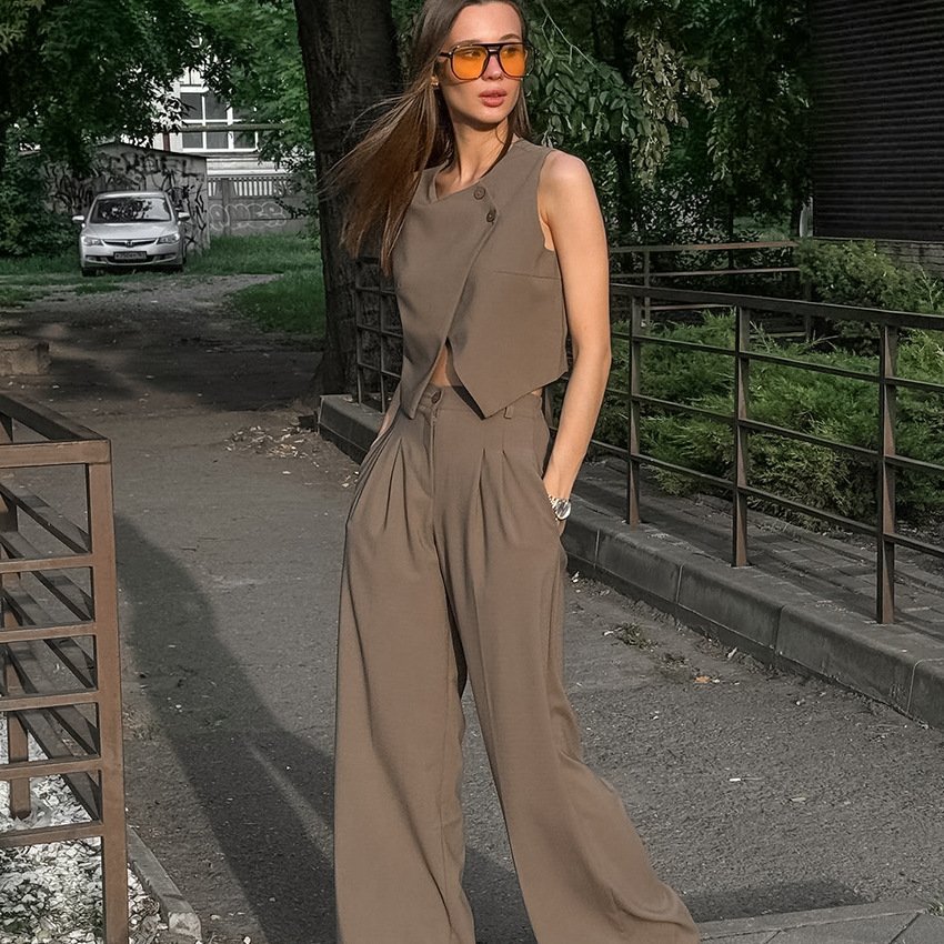 Sleeveless Vest High Waist Pants Suit - Image 3