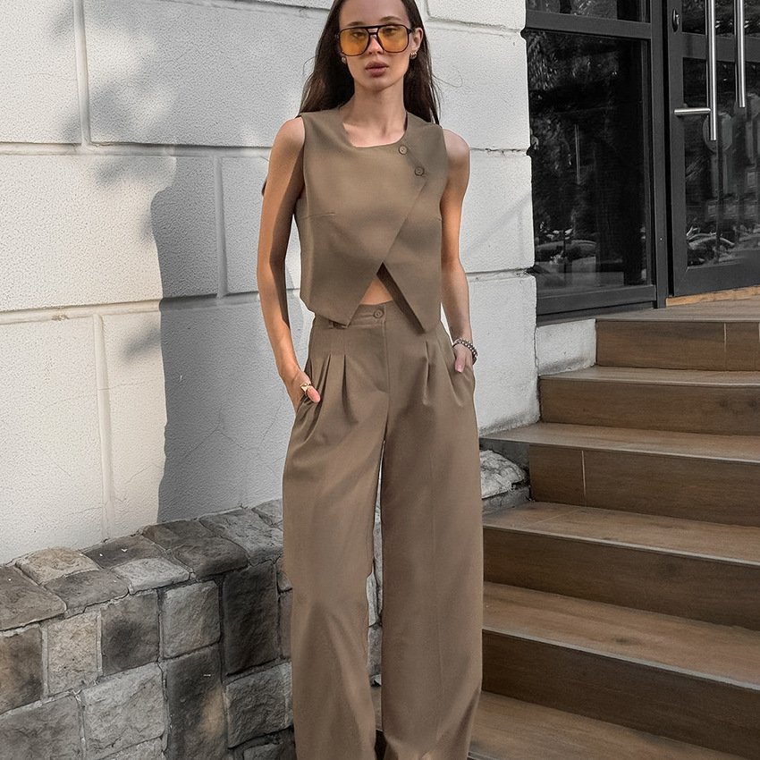 Sleeveless Vest High Waist Pants Suit - Image 5