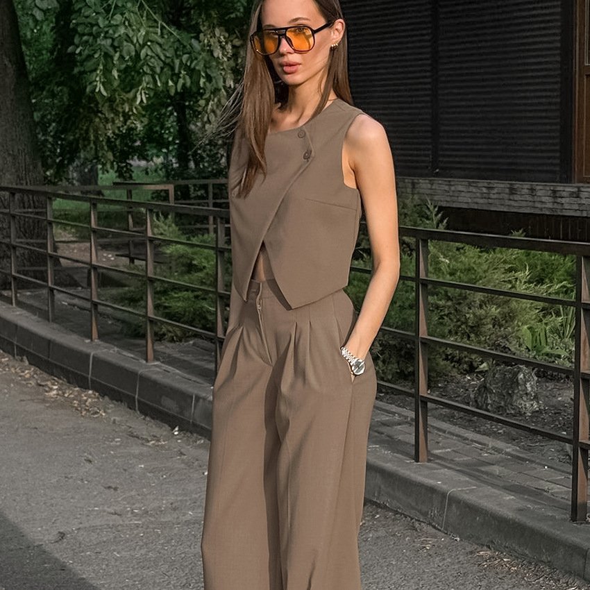 Sleeveless Vest High Waist Pants Suit - Image 2