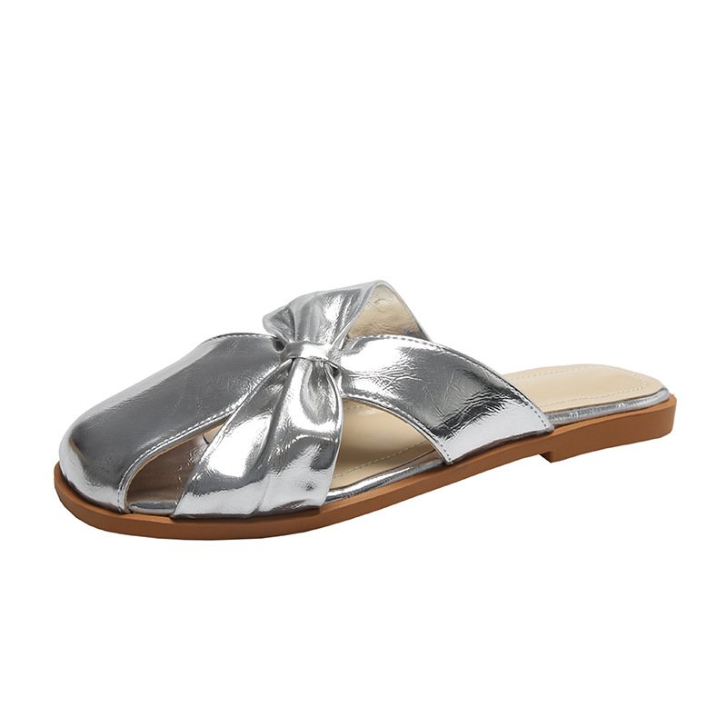 Fashion Square Toe Cap Slippers Women's Summer Comfortable Flat Sandals Lazy Half Slippers - Image 6