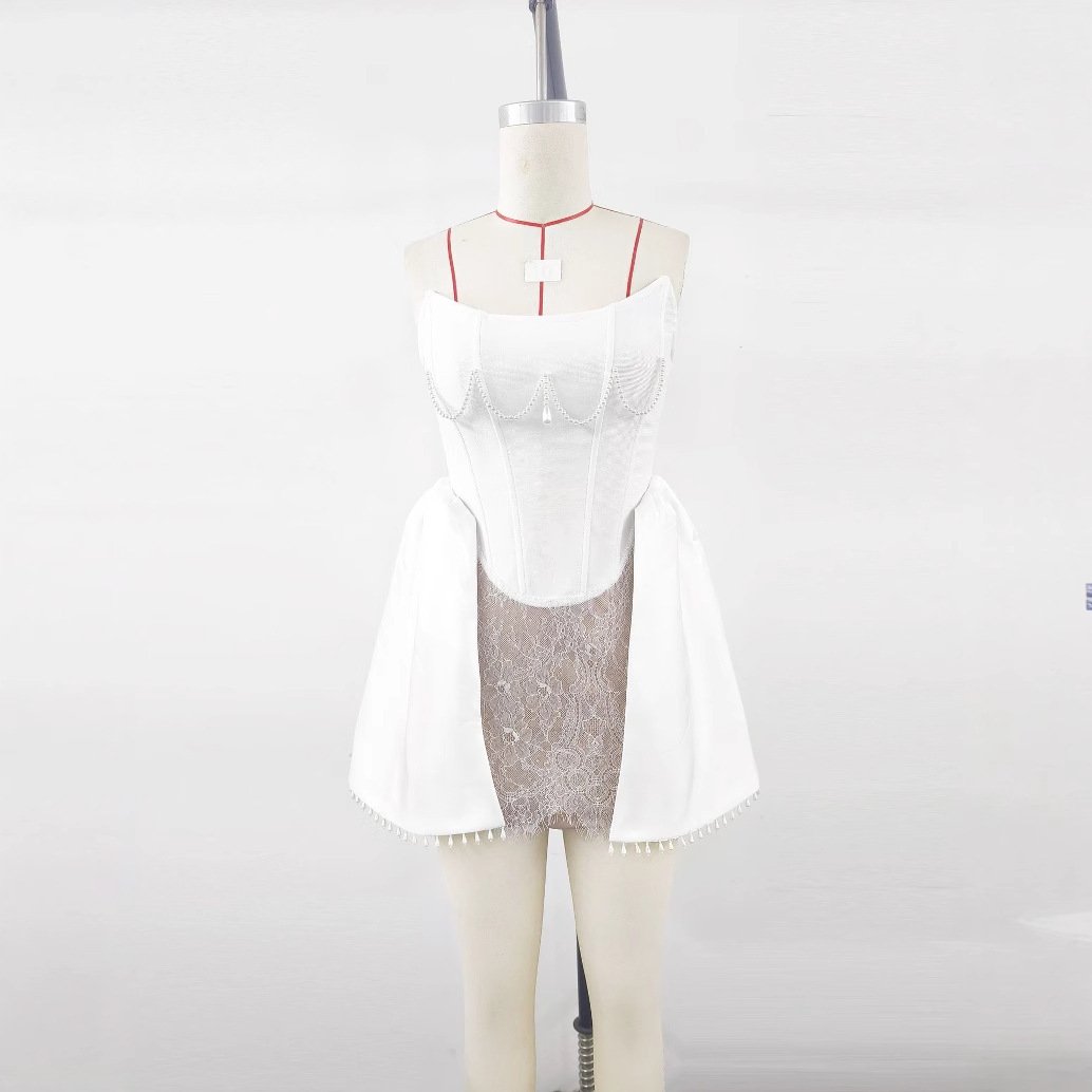 European And American Adult Ceremony Pearl Lace Bandage Dress Birthday Party - Image 4