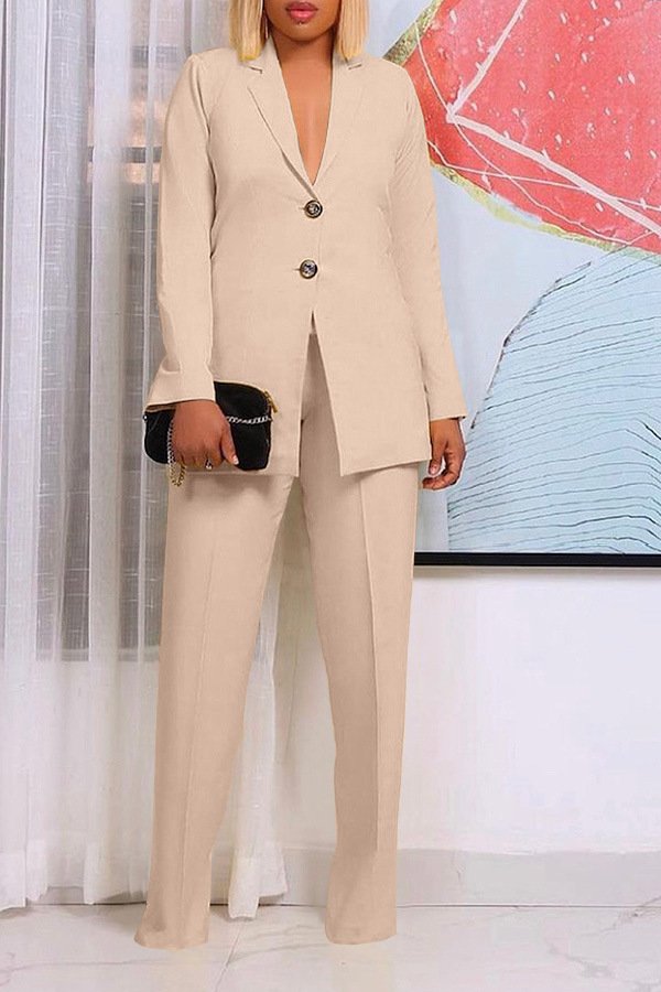 Solid Color Suit Collar Button Two-piece Set Suit - Image 9