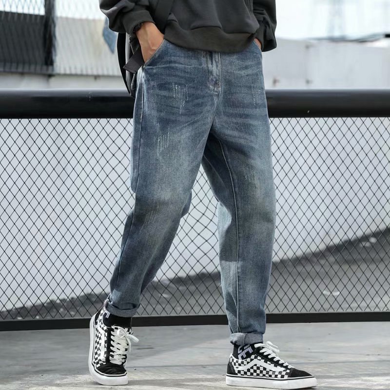 Retro Straight Loose Plus Size Tooling Jeans Men - Image 3