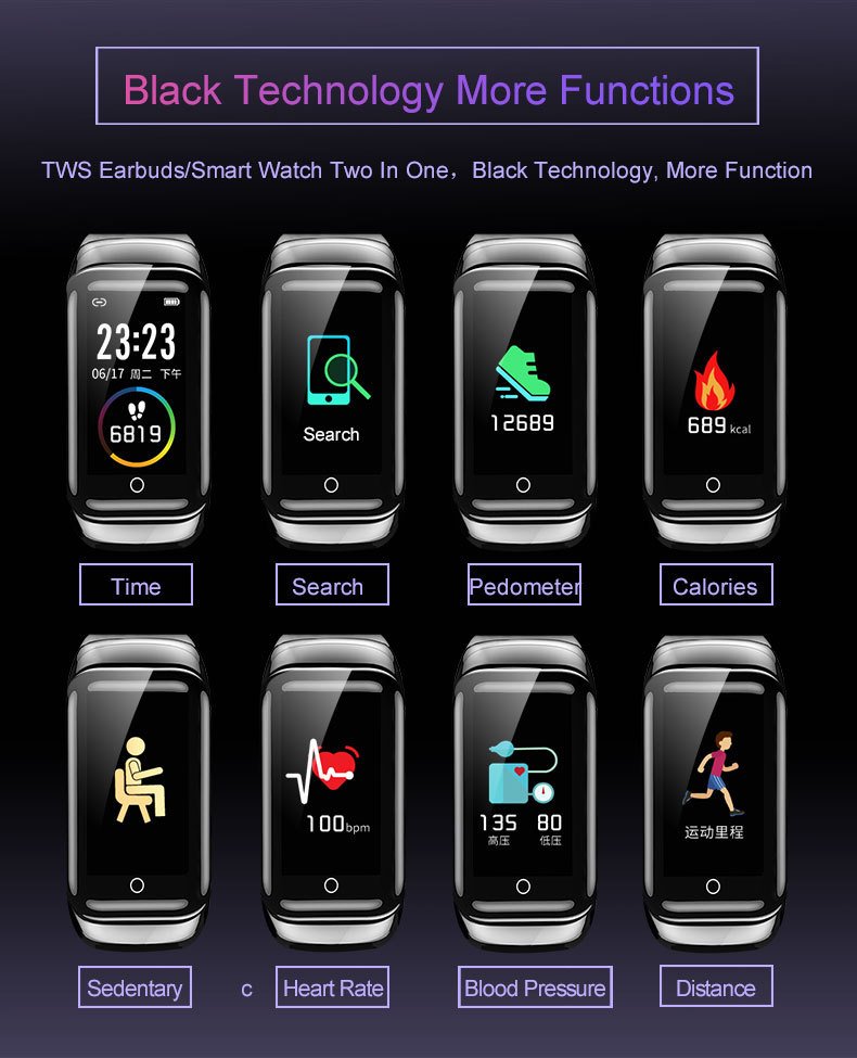 New M7 Bracelet, Bluetooth headset, 2-in-1 smartwatch, Heart rate meter, blood pressure Smart Bracelet - Image 8