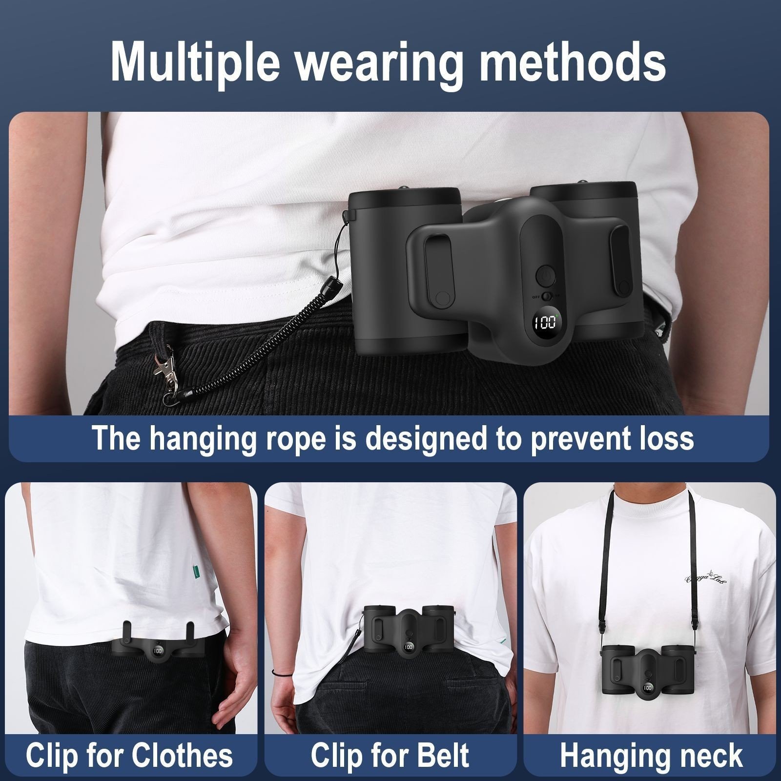 Portable Hanging Waist Fan With Recharge Battery Ultra Quiet Wearable Electric Fan Handheld Air Cond - Image 8