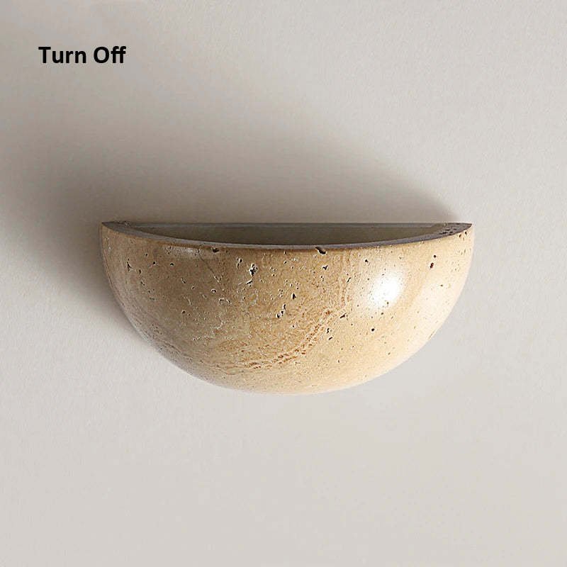 Retro Yellow Cave Stone Bedroom Bedside Lamp Semicircle Living Room Corridor Wall Lamp - Image 4