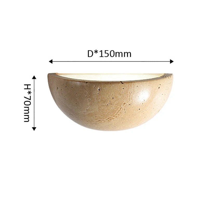 Retro Yellow Cave Stone Bedroom Bedside Lamp Semicircle Living Room Corridor Wall Lamp - Image 5