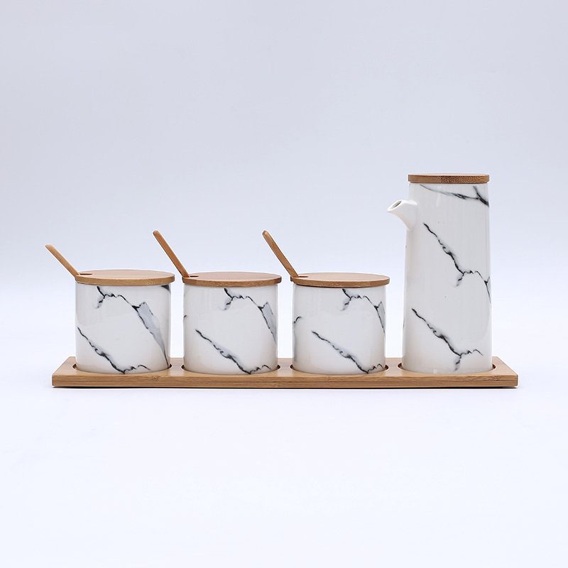 Nordic Marbled Ceramic Seasoning Jar - Image 5