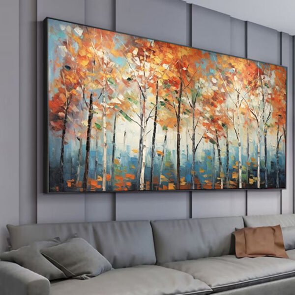 Handmade Oil Painting Canvas Wall Art Decoration Modern Autumn Maple Forest Landscape Home Living Room Decor Rolled Frameless Unstretched Painting - Image 6