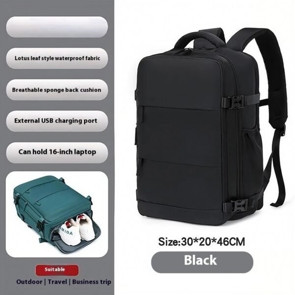 Pure Color Casual Versatile Men's And Women's Large Capacity Backpack - Image 3