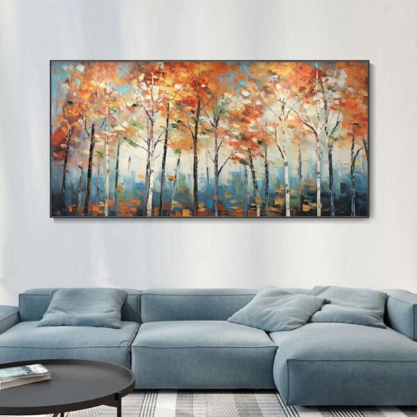 Handmade Oil Painting Canvas Wall Art Decoration Modern Autumn Maple Forest Landscape Home Living Room Decor Rolled Frameless Unstretched Painting - Image 2