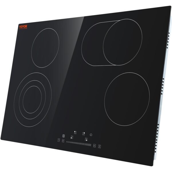 Built In Electric Stove Top, 30.3 X 20.5 Inch 4 Burners, 240V Glass Radiant Cooktop With Sensor Touch Control, Timer & Child Lock Included, 9 Power Levels For Simmer Steam Slow Cook Fry - Image 6